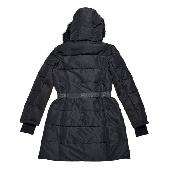 MICHAEL KORS Long Winter Puffer Parka Faux Fur Trim Jacket Coat Womens Small - Picture 2 of 7